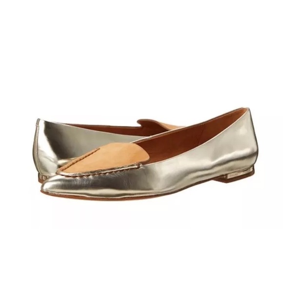 Rare Coach Walsh Metallic Nubuck Leather Point Toe Flats 8.5B - Picture 1 of 15